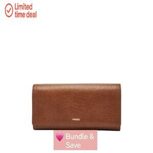 Leather RFID-Blocking Flap Clutch Wallet with 12 Card Slots & Zipper Pockets